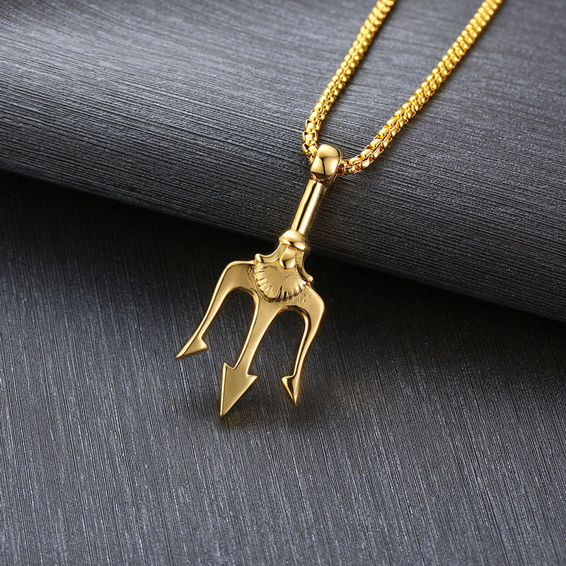 Titanium Steel Neptune's Trident Pendant Necklace