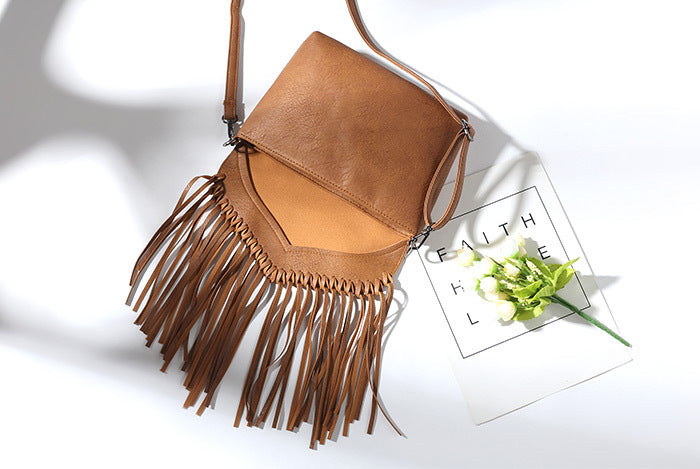 Women's Crossbody Envelope Tassel Satchel Bag