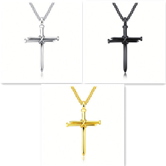 Stainless Steel Nail Cross Necklace