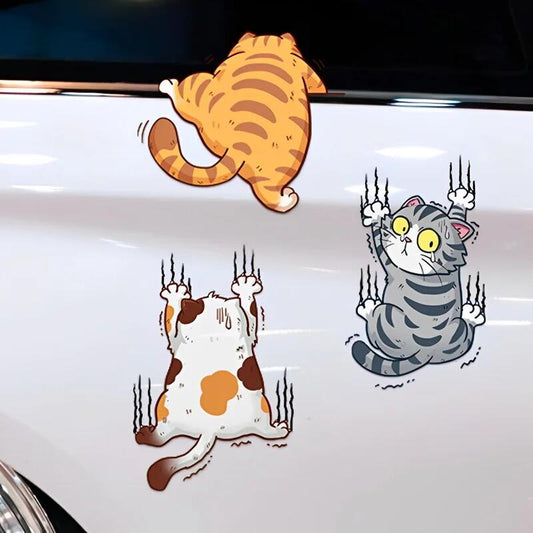 Three Funny Cats Stickers Set