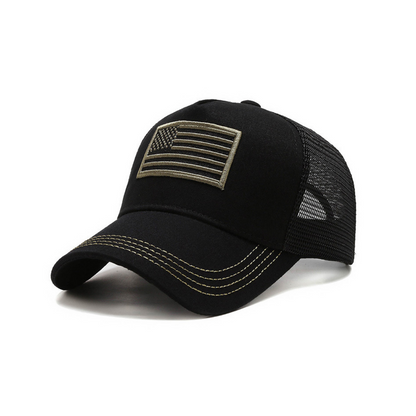 American Flag PAtch Breathable Mesh Hat With Adjustable Strap - USA