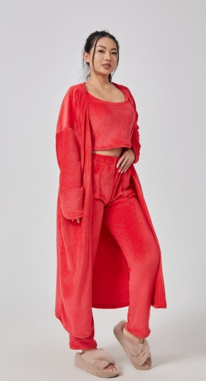 Cozy 3-Piece Matching Fuzzy Pajama Lounge Set