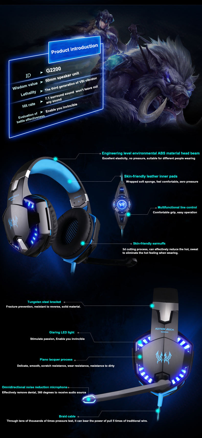 G2200 KOTION EACH Gaming Headset - PC / Console