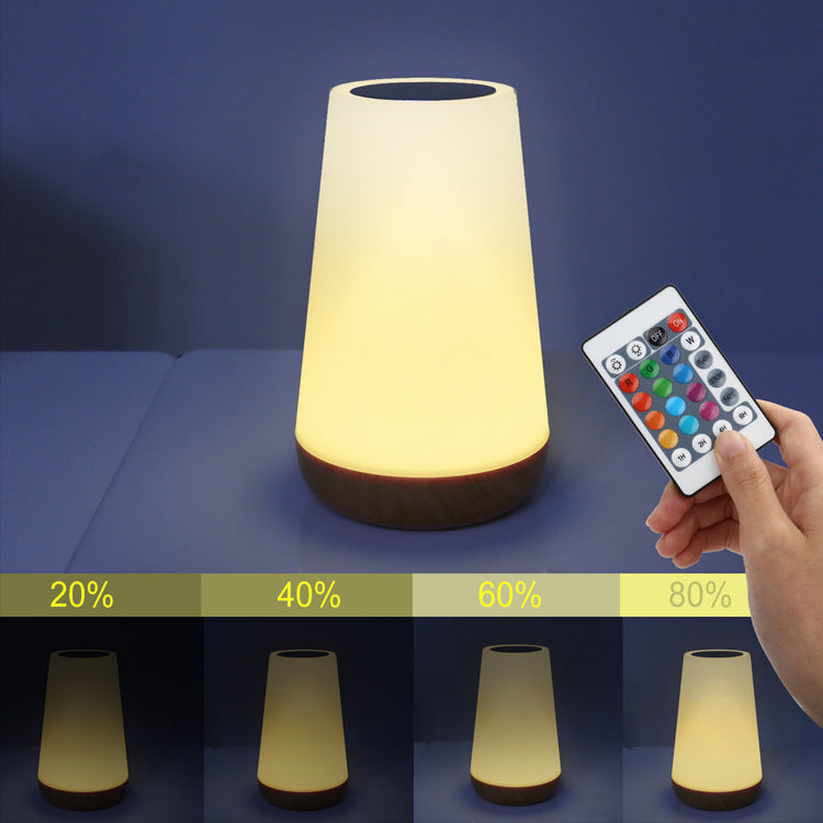 RGB Touch & Remote Control - Wood Base Night Lamp