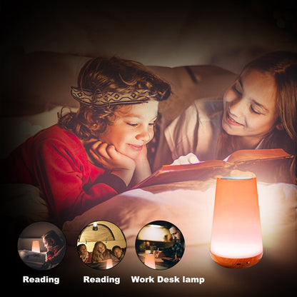 RGB Touch & Remote Control - Wood Base Night Lamp