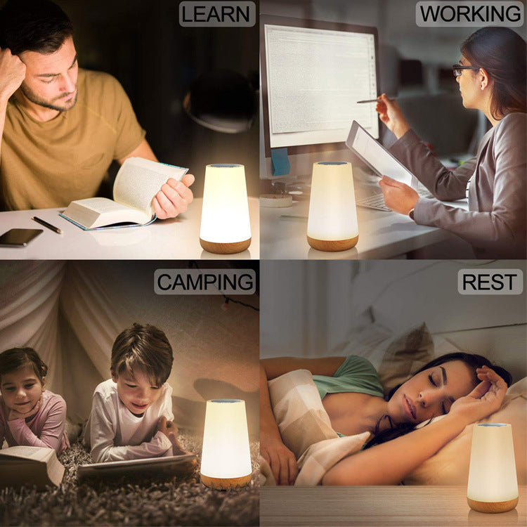 RGB Touch & Remote Control - Wood Base Night Lamp