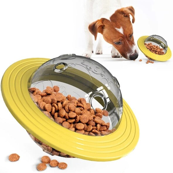 Platillo volador para perros, juego de discos voladores, juguetes con fugas, bola alimentadora de comida lenta