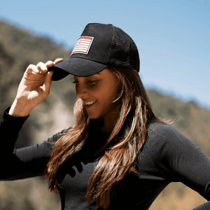 American Flag PAtch Breathable Mesh Hat With Adjustable Strap - USA