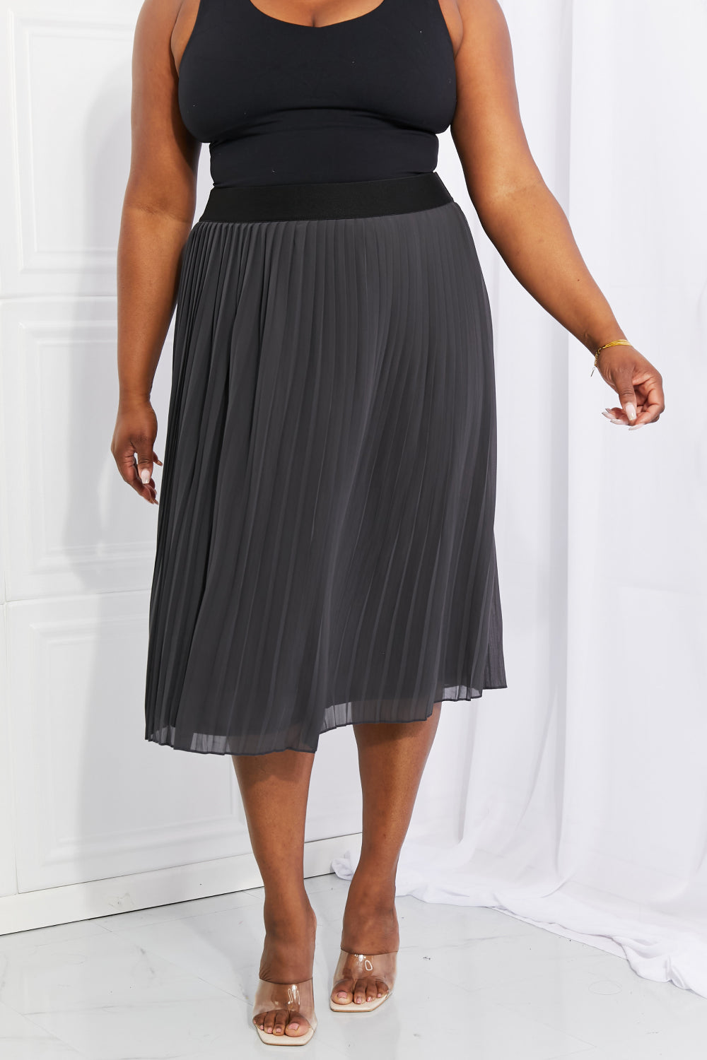 Zenana Midi Pleated Chiffon Skirt