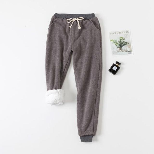 Lamb Cotton Velvet Padded Sweatpants