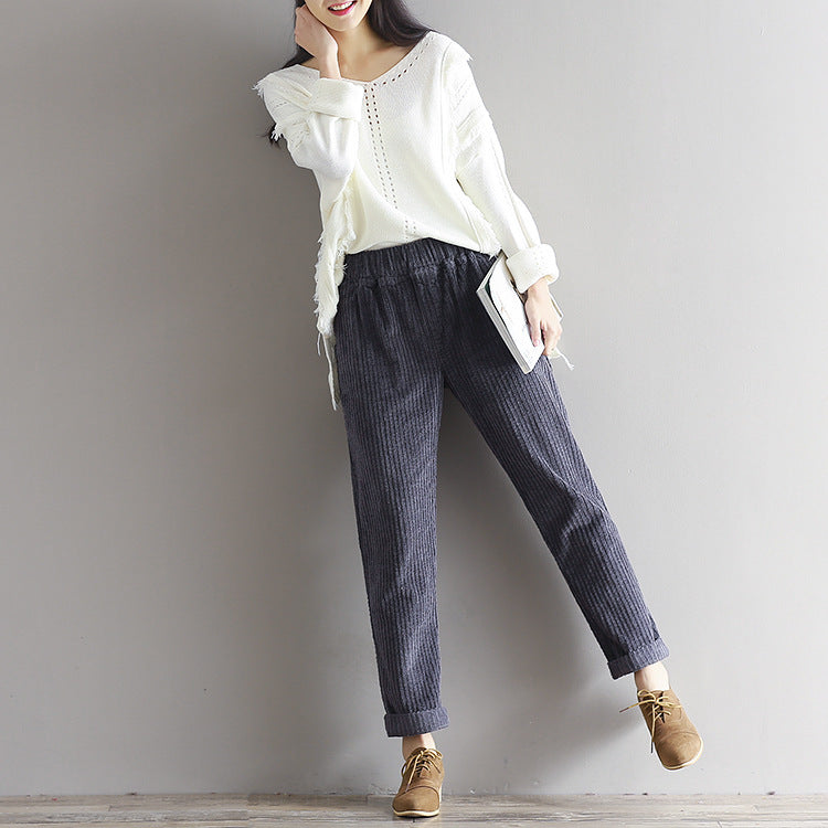 Women's Corduroy Fabric Casual Pants