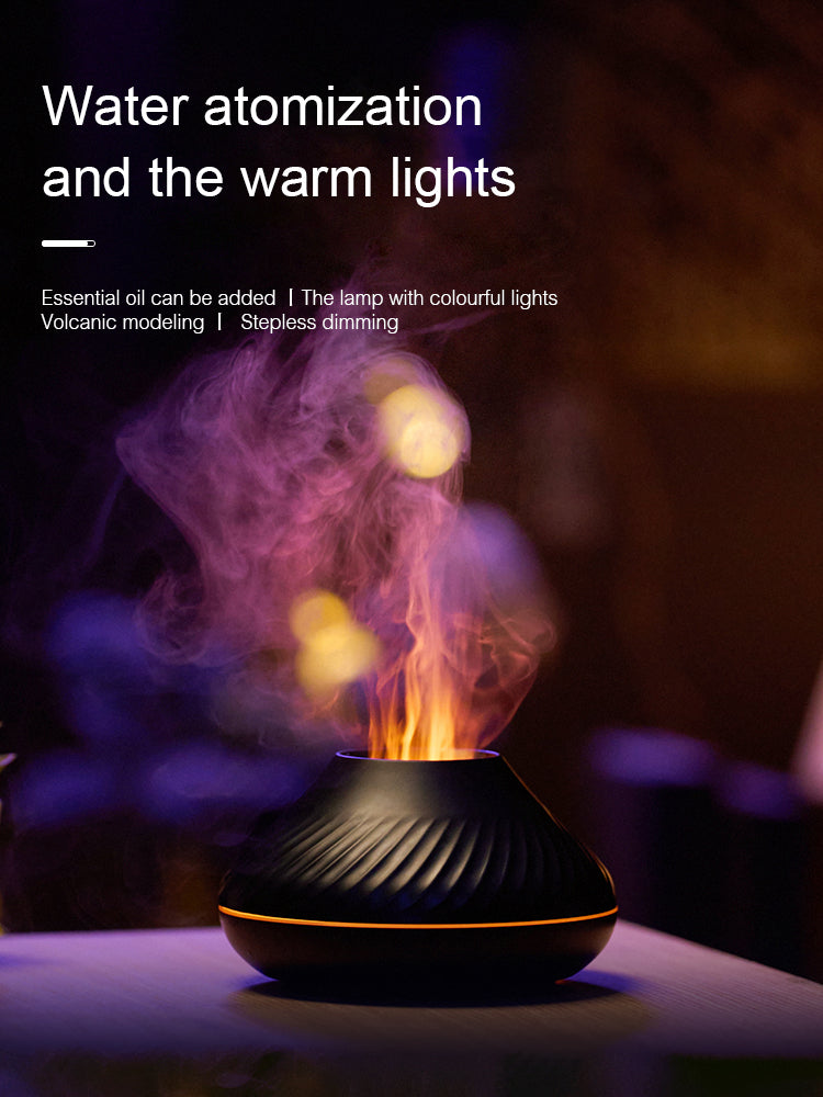 Mini Volcanic Flame Aroma Diffuser Humidifier Lamp 130ml USB