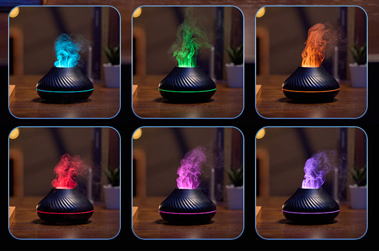 Mini Volcanic Flame Aroma Diffuser Humidifier Lamp 130ml USB