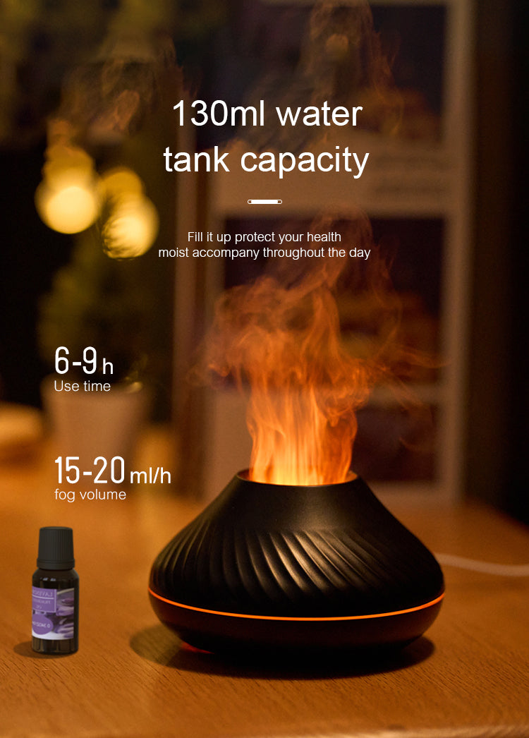 Mini Volcanic Flame Aroma Diffuser Humidifier Lamp 130ml USB