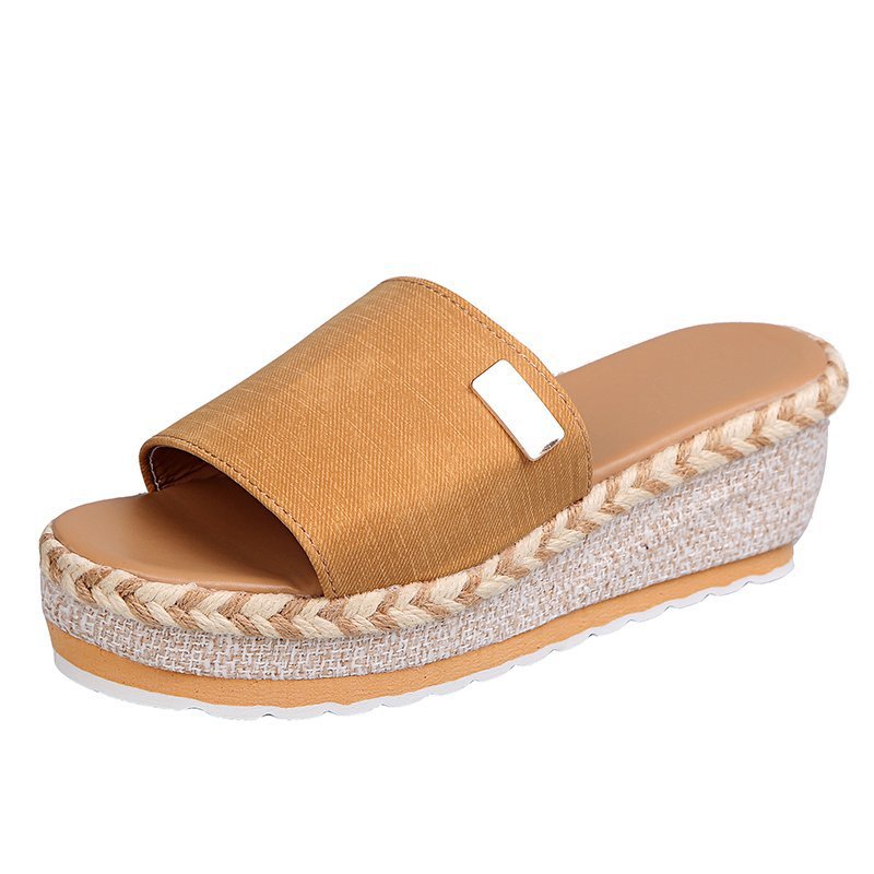 Women's Thick Wedge-heel Hemp Rope Slippers