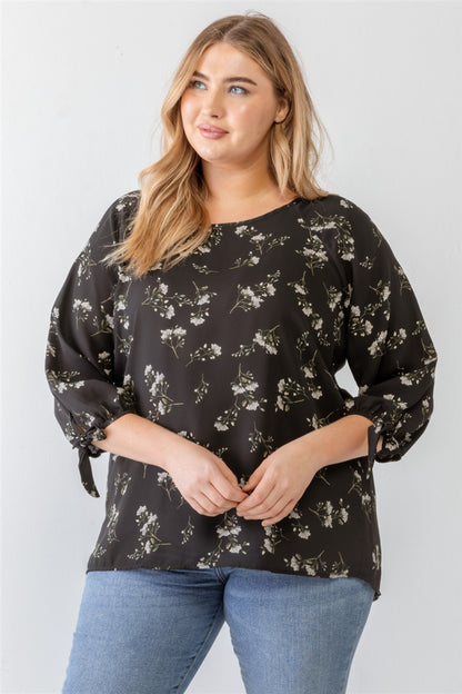 Blusa casual con estampado floral de talla grande de Zenobia