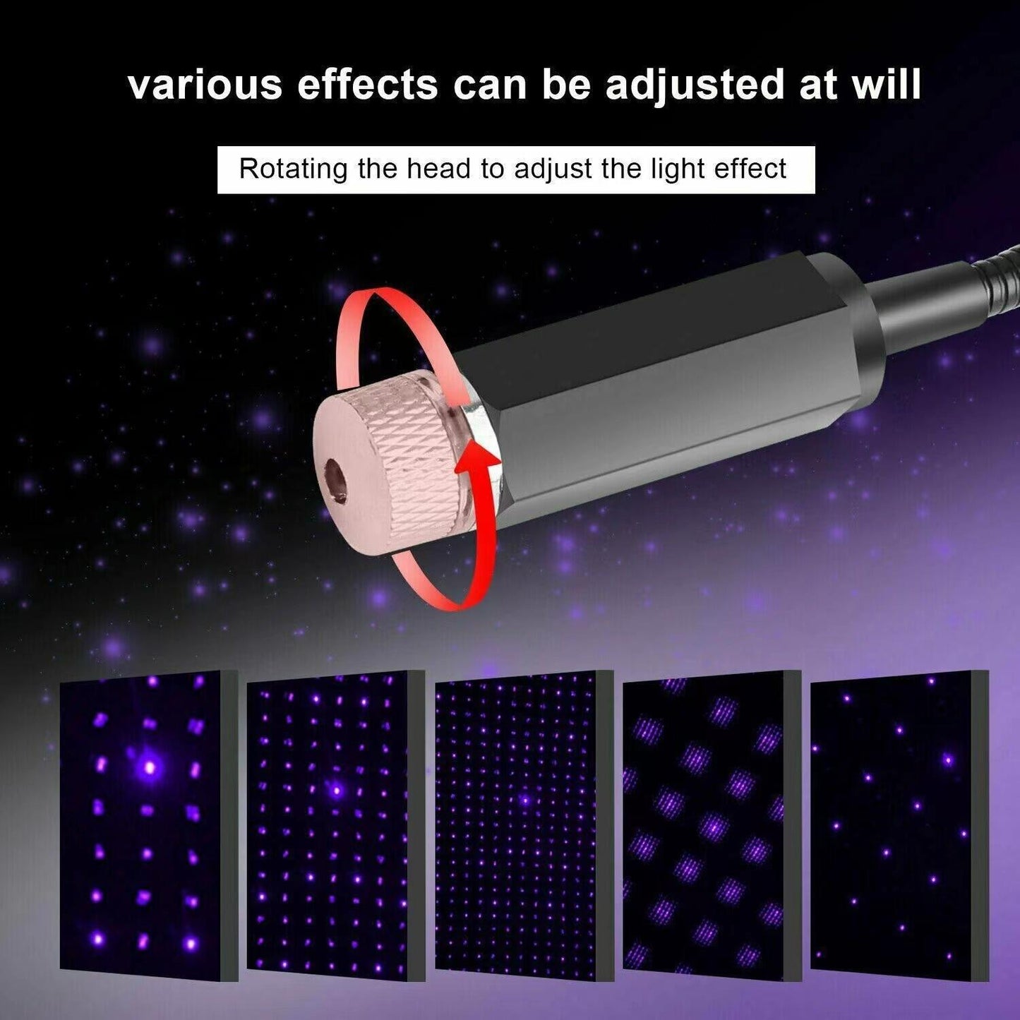 Proyector láser de luz nocturna de estrella de techo de coche LED - Lámpara Star Galaxy 