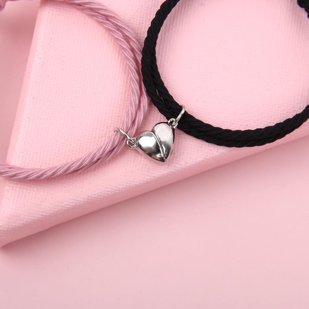 Pulsera con colgante de corazón magnético para pareja