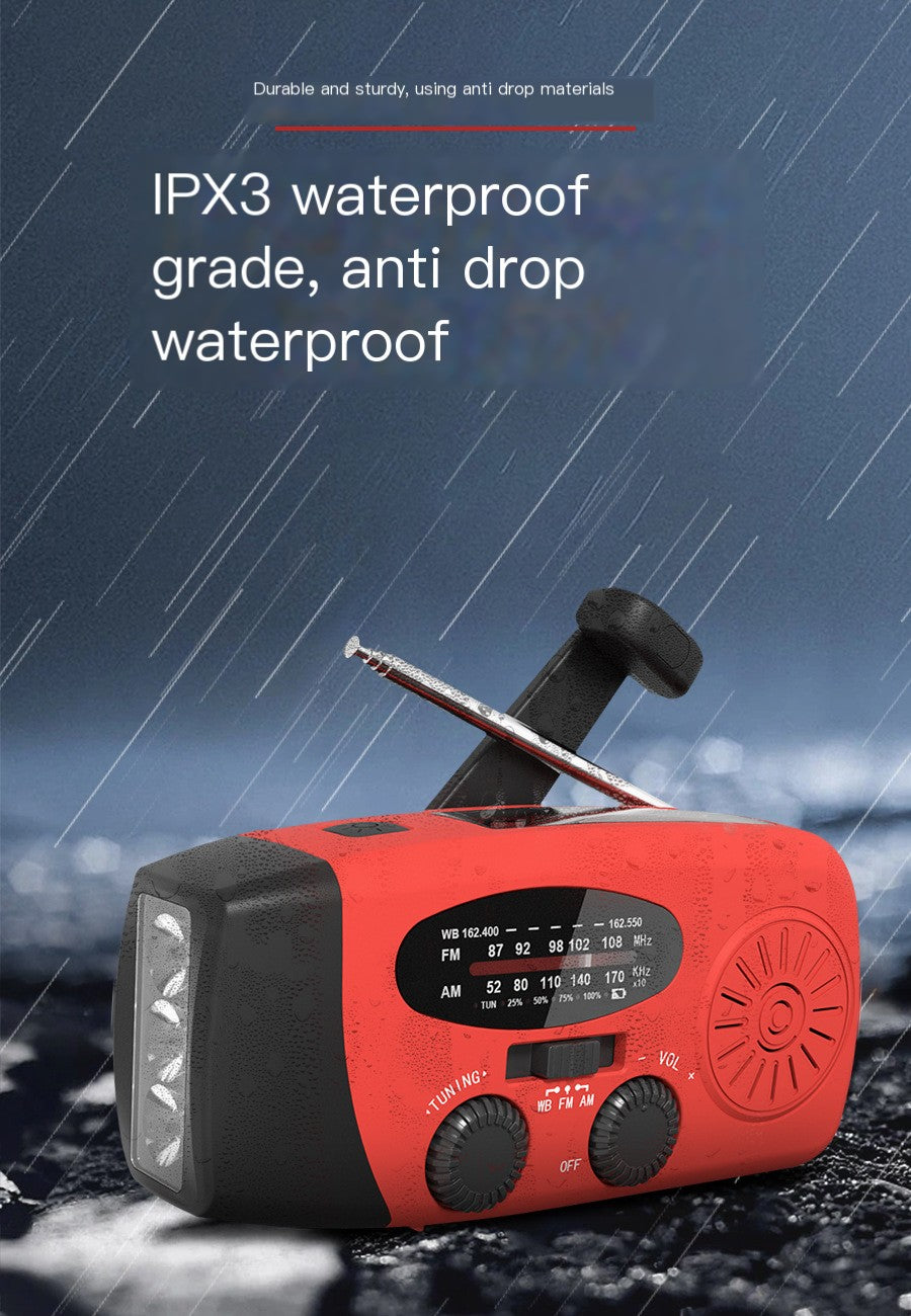 Upgraded Solar Powered Hand Crank Radio, USB Charger, SOS Flashlight