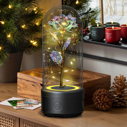 2 In 1 Rose Flower LED Light And Bluetooth Speaker Gift Night Light