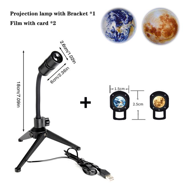 Earth & Moon Tripod Projector Night Light Ambience