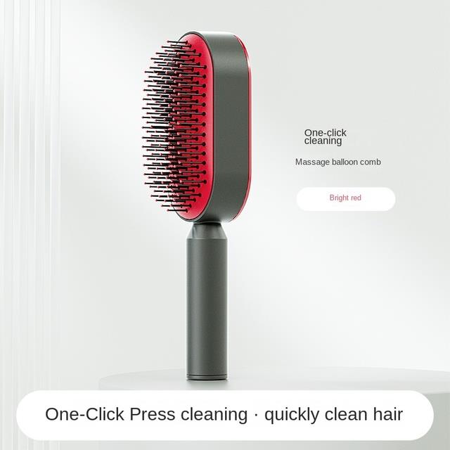 One Click Self Cleaning Hair Brush For All Hair Types