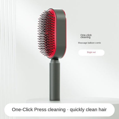 Cepillo para el cabello autolimpiante con un solo clic para todo tipo de cabello