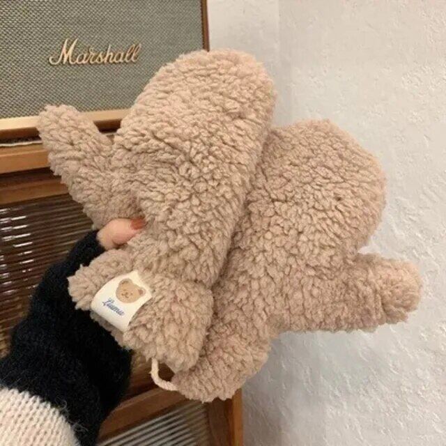 One Size Soft Cozy Plush Bear Hand Mittens