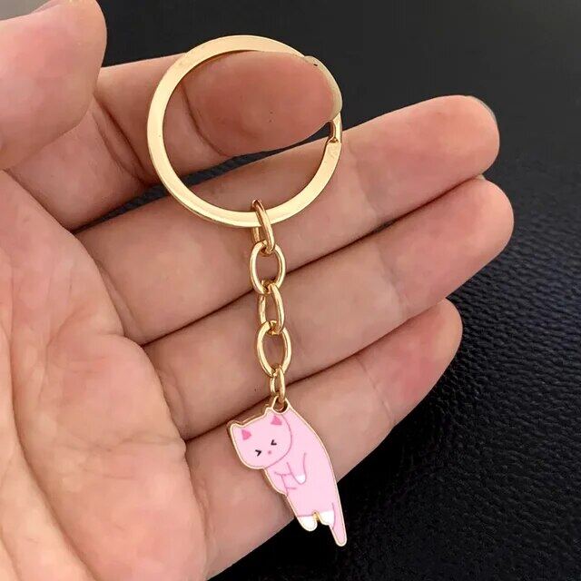 Cute Cat Pet Golden Keychain Key Ring