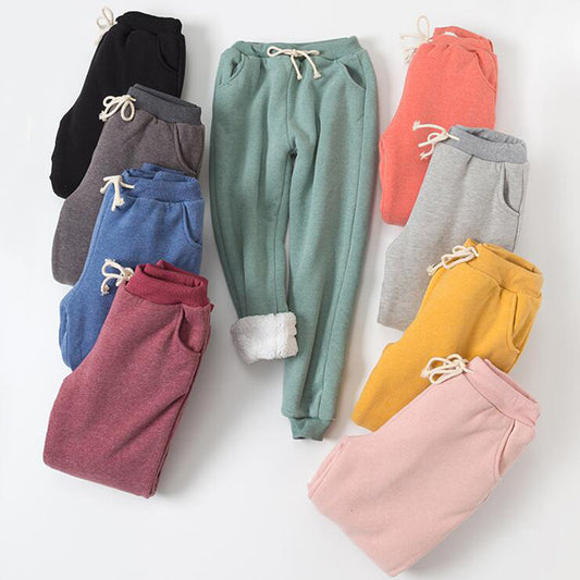 Lamb Cotton Velvet Padded Sweatpants