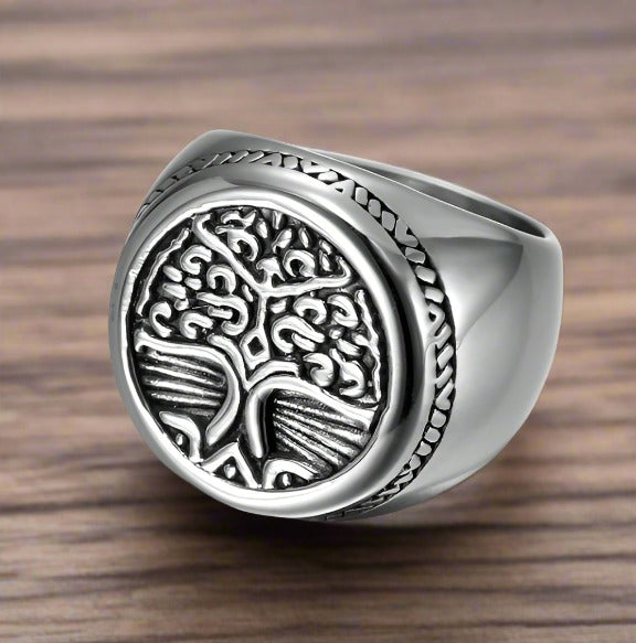 Anillo Celta Árbol De La Vida De Acero Inoxidable