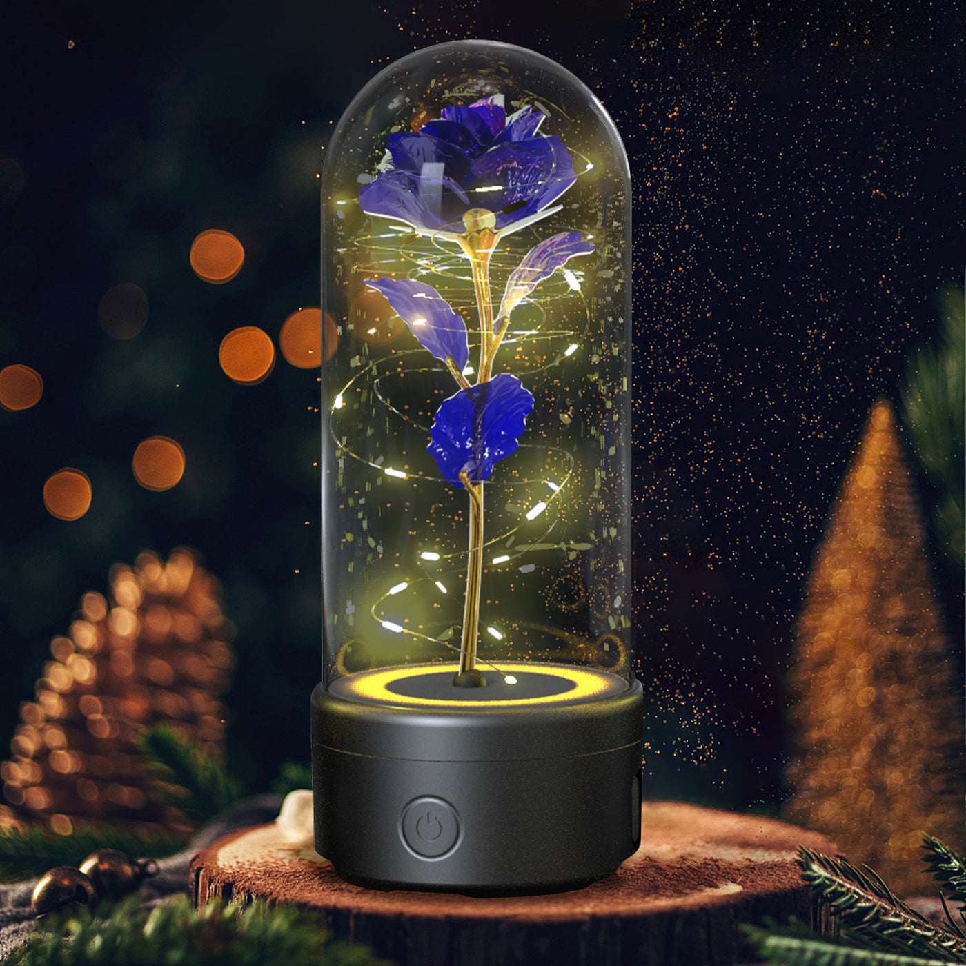 2 en 1 luz LED de flor rosa y luz nocturna de regalo con altavoz Bluetooth