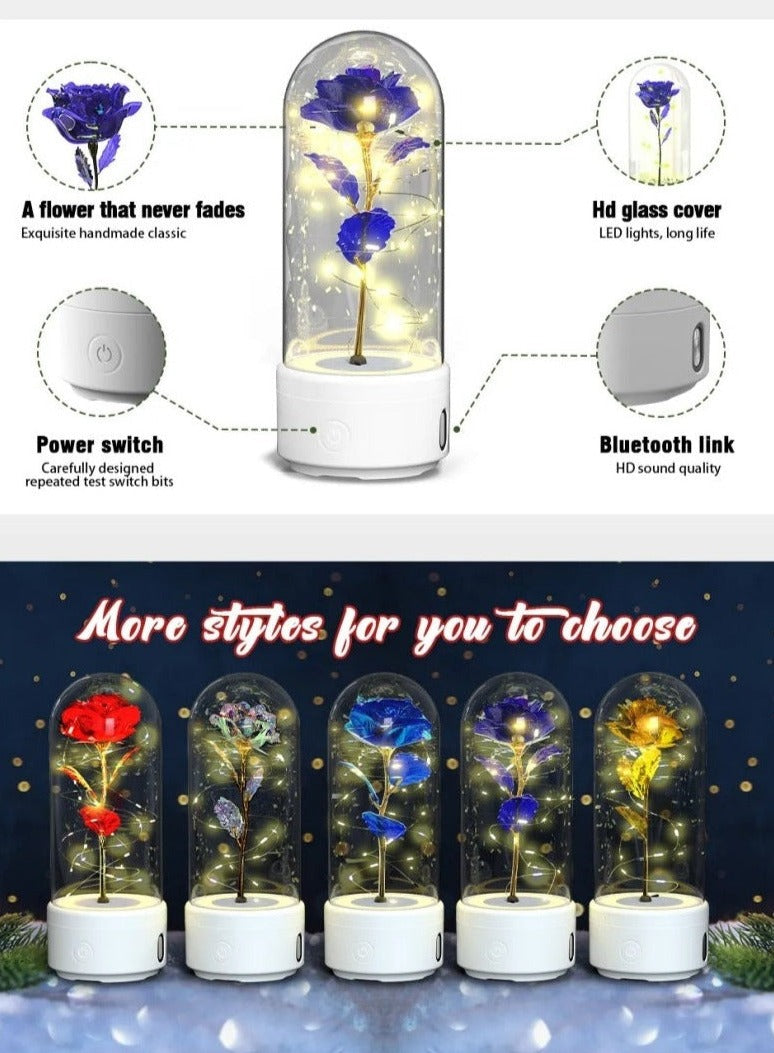 2 In 1 Rose Flower LED Light And Bluetooth Speaker Gift Night Light