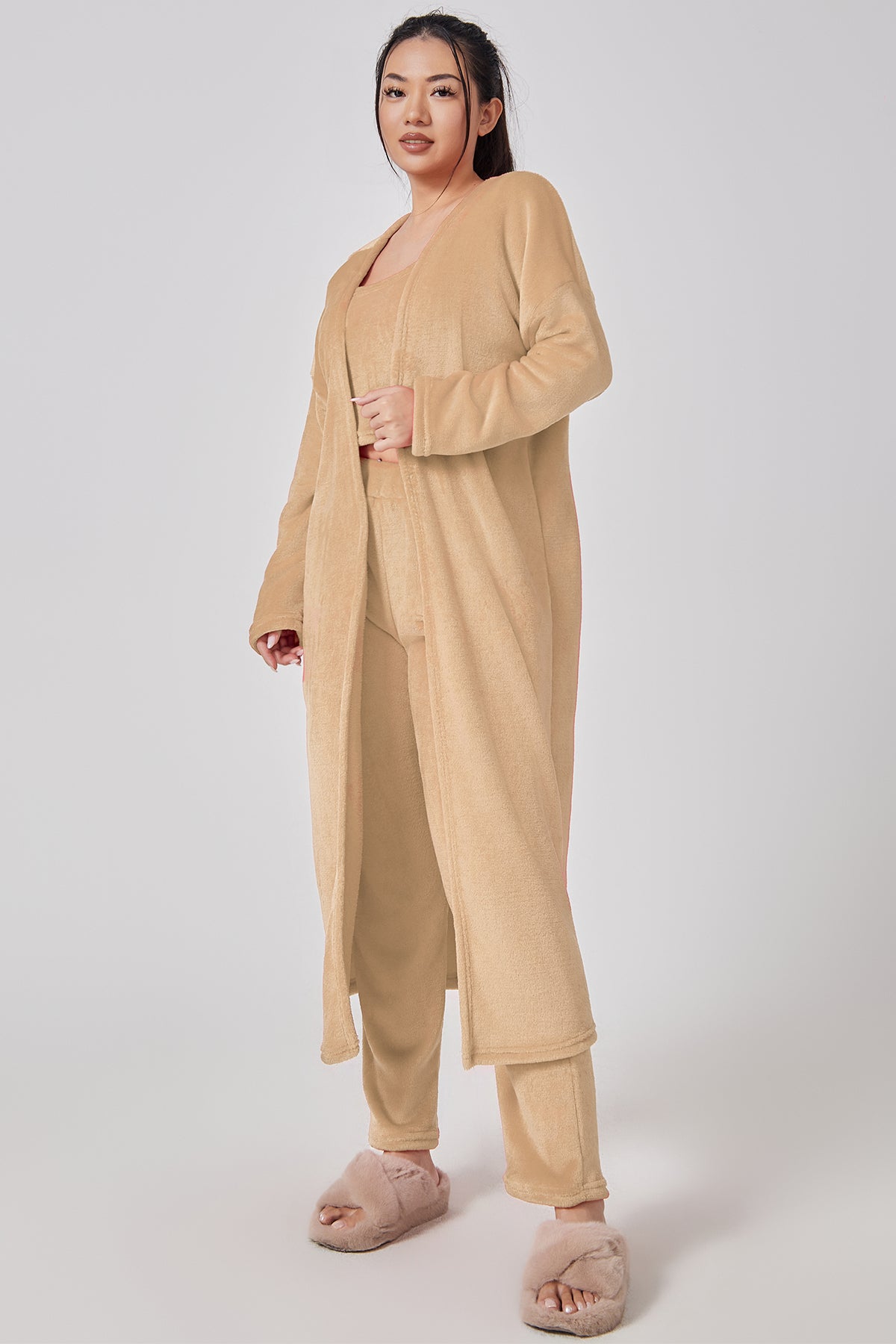 Cozy 3-Piece Matching Fuzzy Pajama Lounge Set