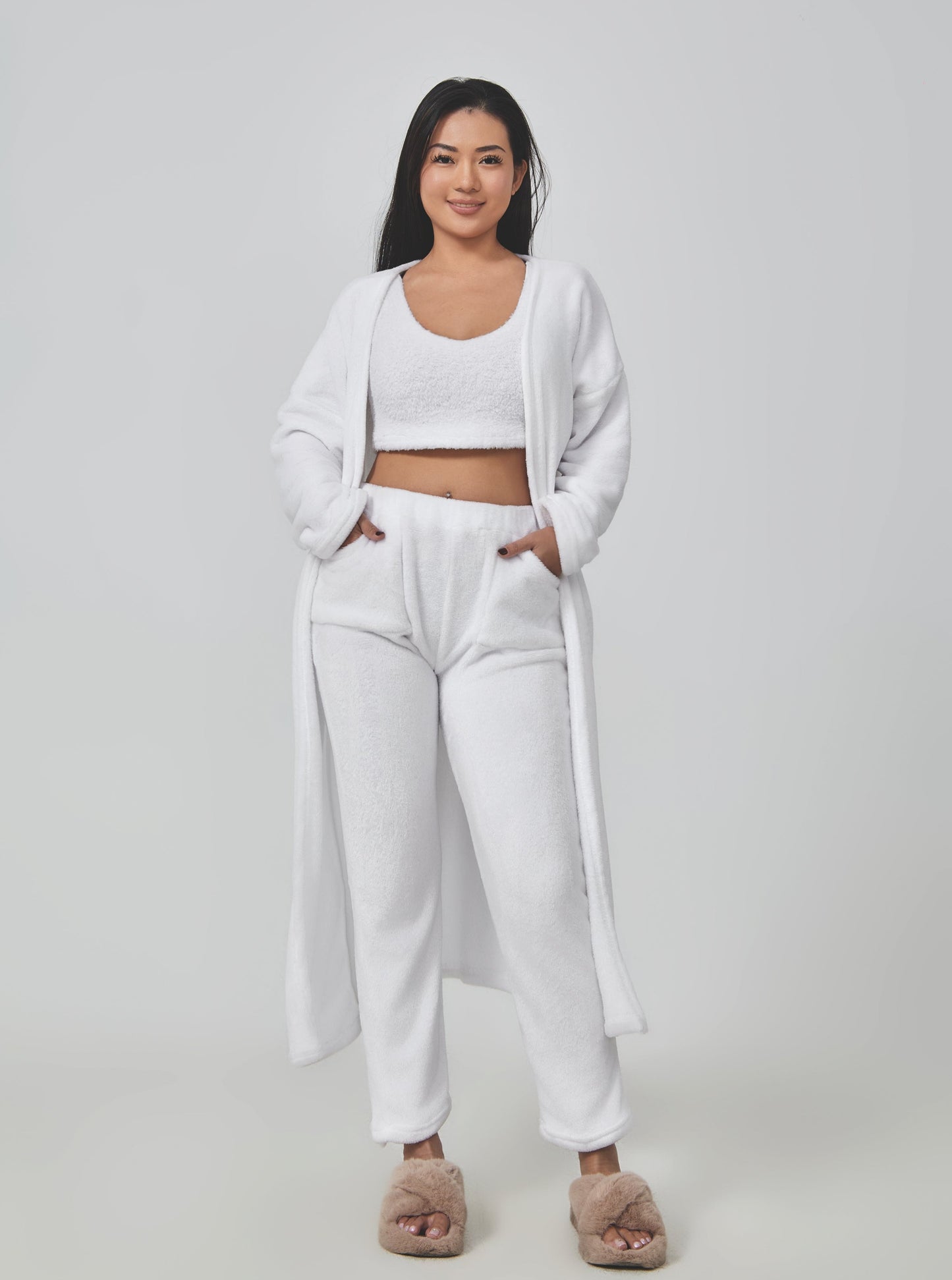 Cozy 3-Piece Matching Fuzzy Pajama Lounge Set