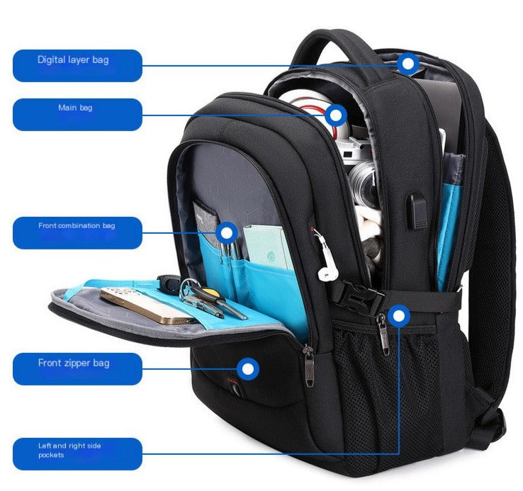 Large-Capacity Casual Backpack - Multi-Functional Business Travel Computer Bag & College Student Schoolbag