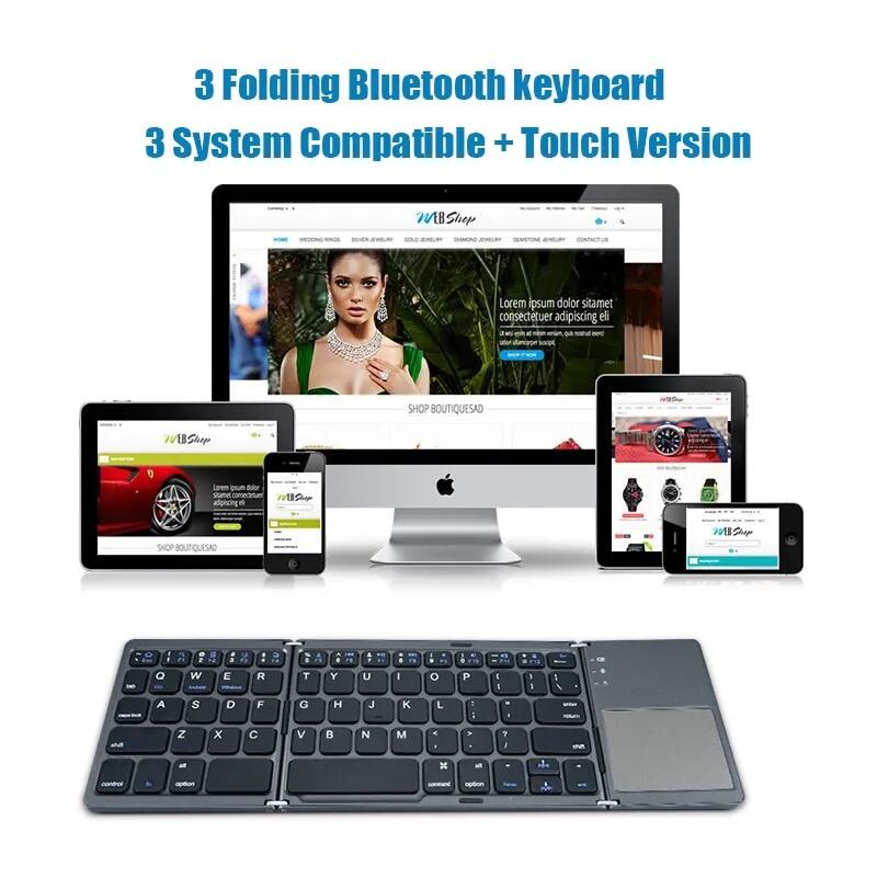 Teclado plegable inalámbrico Teclado Bluetooth con panel táctil