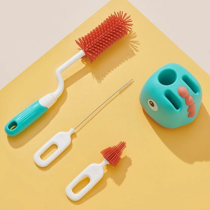 3-Piece Silicone Brush For Baby Bottle Cleaning Set