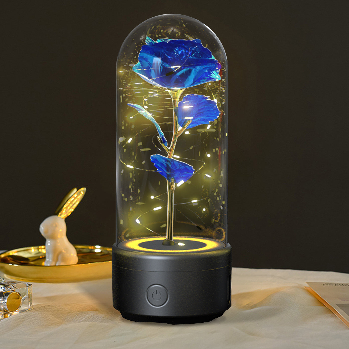 2 In 1 Rose Flower LED Light And Bluetooth Speaker Gift Night Light