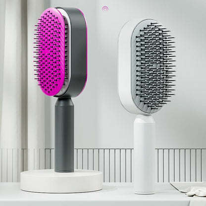 One Click Self Cleaning Hair Brush For All Hair Types