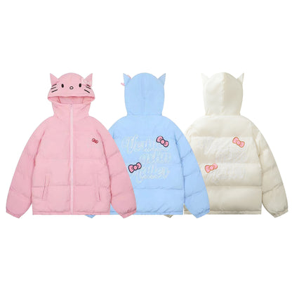 Hello Kitty Embroidered Cotton Puff Padded Hoodie