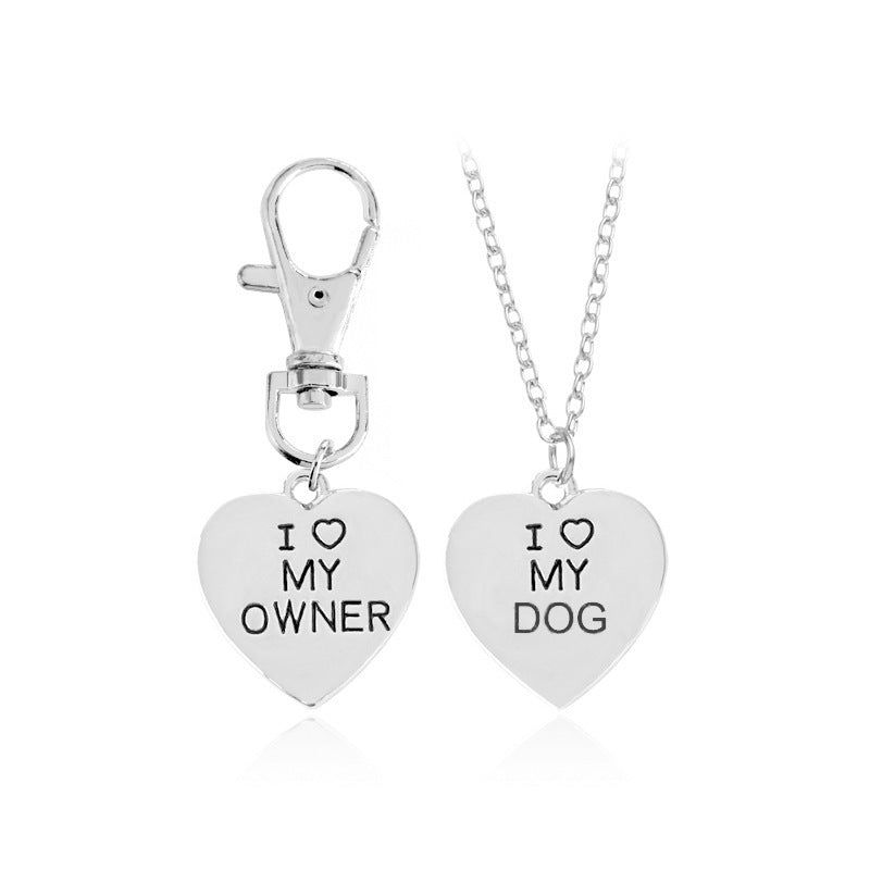 "Amo a mi dueño y amo a mi perro" Collar para mascotas Juego de dos piezas