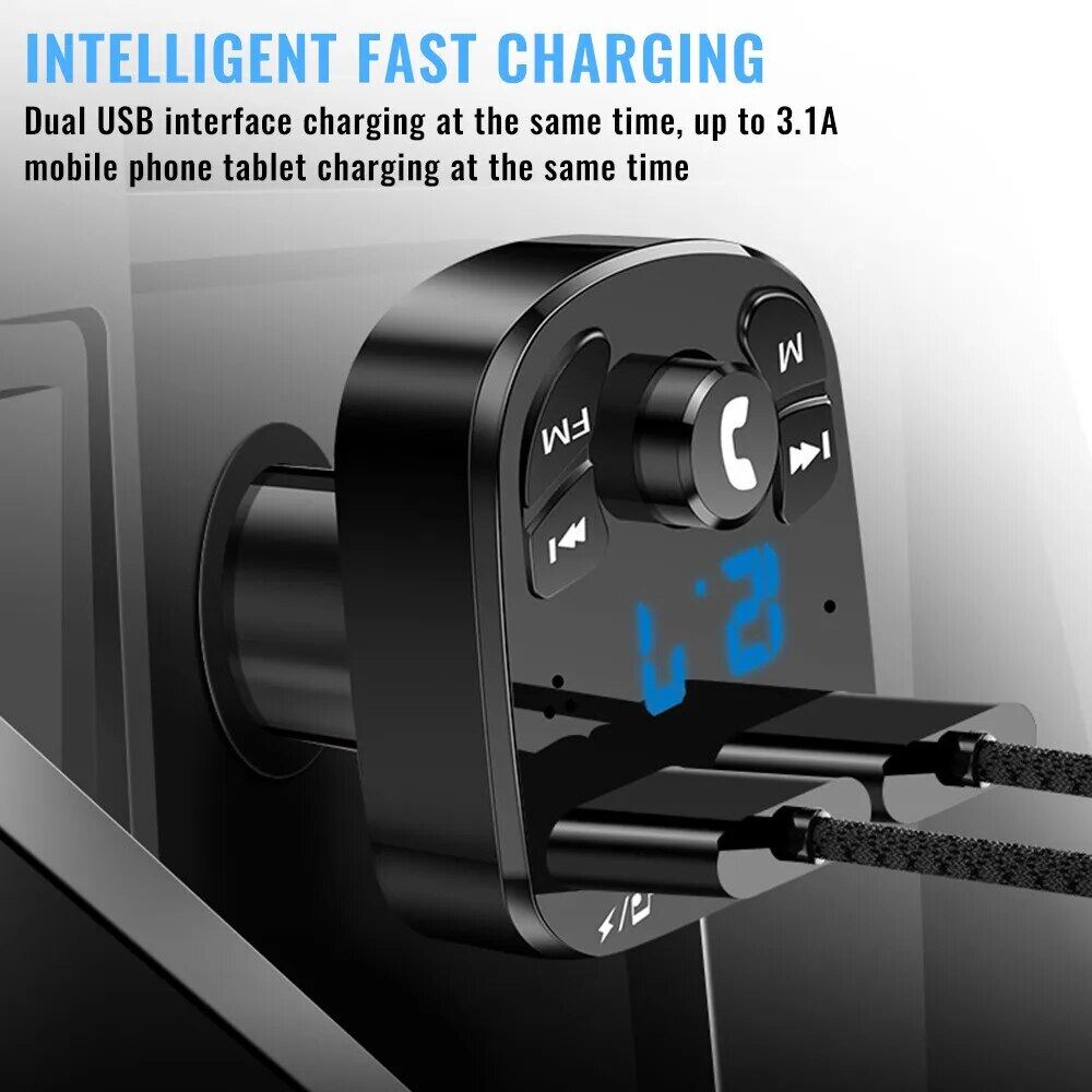 Fast-Charging Bluetooth FM Radio MP3 Player Transmitter Car Charger