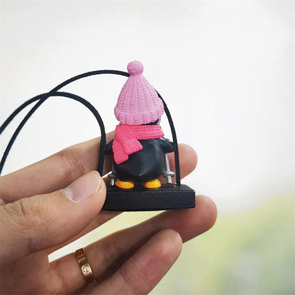 Swing Sled Penguin Car Pendant Gentleman Penguin Auto Rearview Mirror Decoration