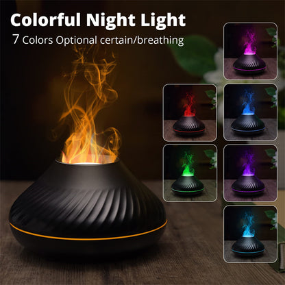 Mini Volcanic Flame Aroma Diffuser Humidifier Lamp 130ml USB