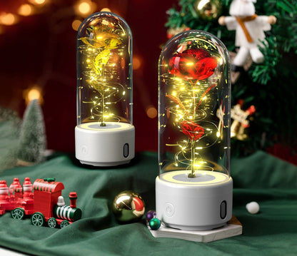 2 en 1 luz LED de flor rosa y luz nocturna de regalo con altavoz Bluetooth