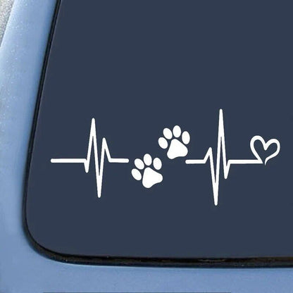 Pegatina para coche Heartbeat Liveline Love Dog Paw - 25 cm