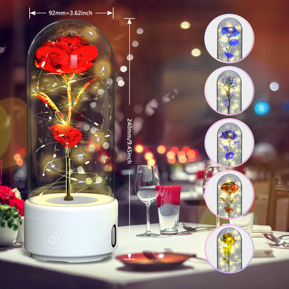 2 In 1 Rose Flower LED Light And Bluetooth Speaker Gift Night Light