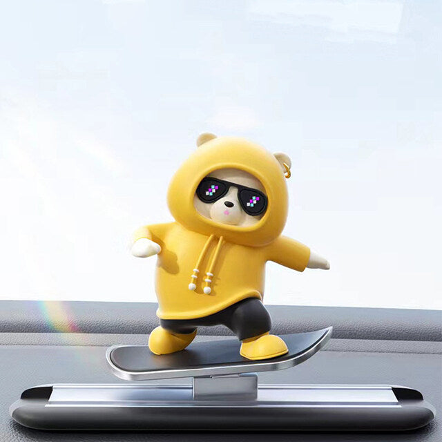 Skateboarding Hoodie Bear Dashboard Car Toy Decoration