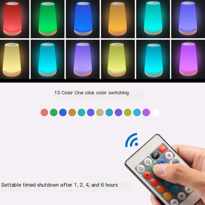 RGB Touch & Remote Control - Wood Base Night Lamp